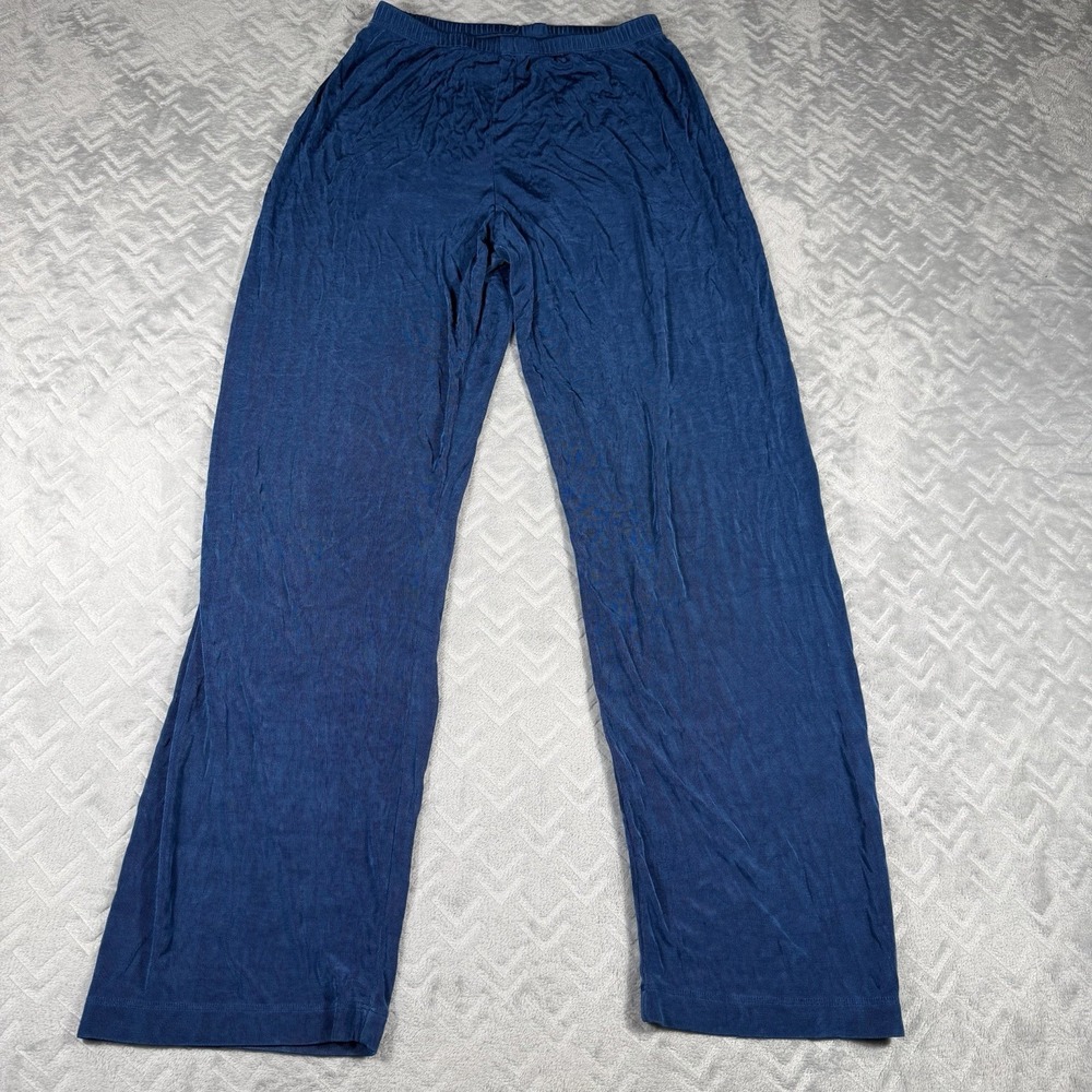 Chico's Travelers Pants Size Medium (1) Blue‎ No Tummy Straight Leg Slacks